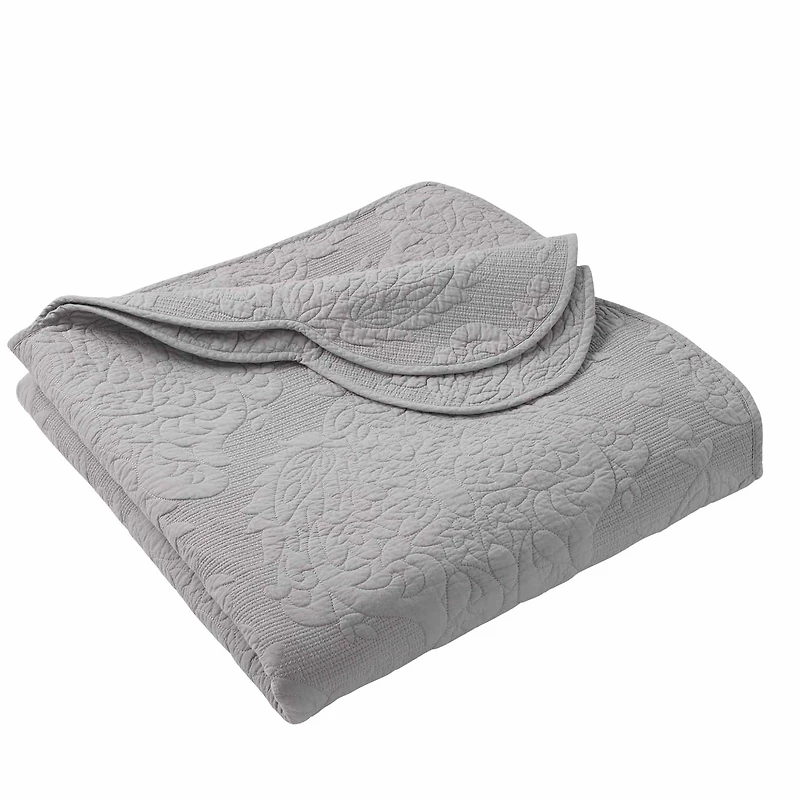 Better Homes & Gardens Embroidered Paisley Medallion Cotton Coverlet with Scalloped Edge (Coordinating Pillow Shams Sold Separately)