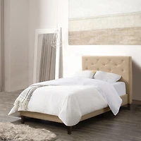 CorLiving Nova Ridge Upholstered Adult Twin Size Platform Bed Frame with Headboard - No Box Spring Required