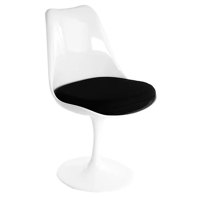Plata Décor Import Inc Modern Tulip Armless White Chair with comfortable Black Cushion