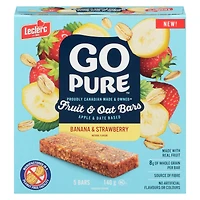 Go Pure Bananes et Fraises Fruits & Avoine Barres 5 Barres / 140g