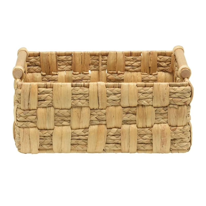 Zenna Home Water Hyacinth and Natural Leaf Woven Storage Basket, Natural Finish