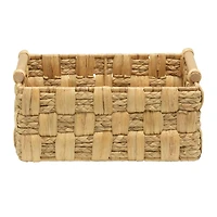 Zenna Home Water Hyacinth and Natural Leaf Woven Storage Basket, Natural Finish