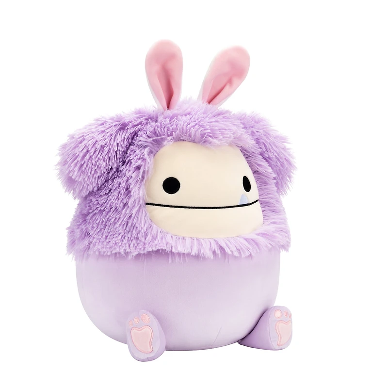 Peluche Fuzzamallows de Squishmallows 16 po de Pâques - Dilka le Bigfoot lavande avec des oreilles de lapin