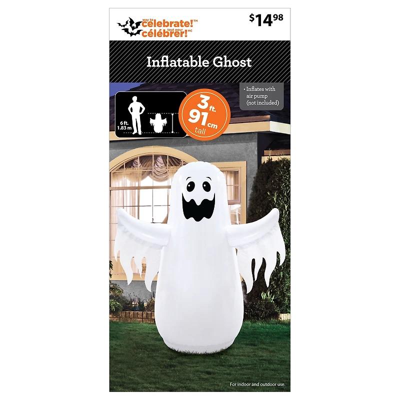 Ghost gonflable - 3 pieds Décoration d'Halloween