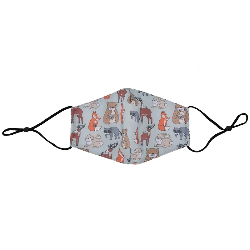 ZIPIT Face-It Kit, Pouch with Antibacterial Material + Matching Face Mask for Kids (Grey Animals)