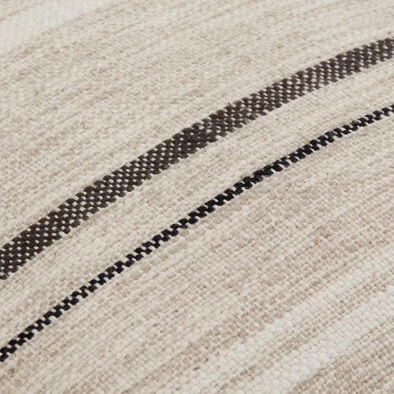 Bouclair Modern Textured Woven Striped Neutral 18x18 Square Decorative Throw Pillow