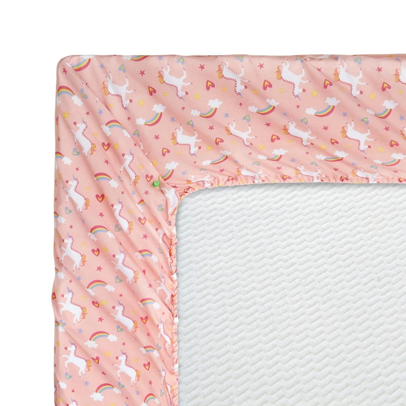 Ensemble de literie Marina Décoration pour enfants et filles, imprimé, en coton doux 600 fils, avec housse de couette et drap-housse, motif licorne rose et arc-en-ciel