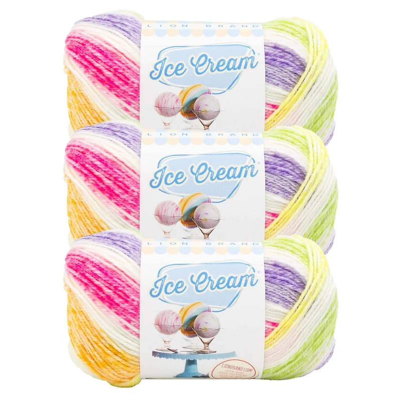 Fil Lion Brand Ice Cream® #3 Light/DK 100g/360m 3-Paquet