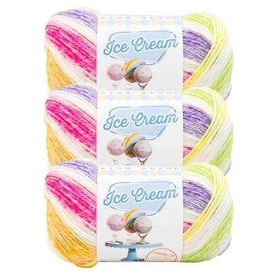 Fil Lion Brand Ice Cream® #3 Light/DK 100g/360m 3-Paquet