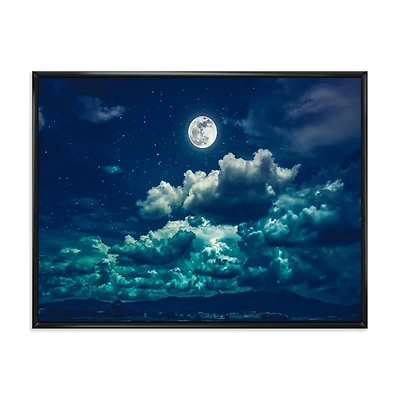 Designart Pleine lune dans le ciel nocturne nuageux II ART MURAL À CADRE FLOTT