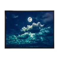 Designart Full Moon In Cloudy Night Sky II FLOAT FRAME WALL ART
