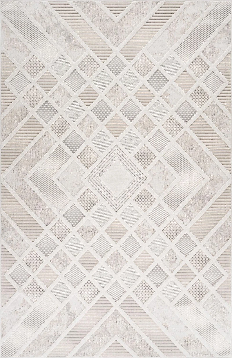 Rug Branch Maison Modern Indoor Area Rug, Cream Beige, Geometric - Living Room, Bedroom, Dining Room, and Kitchen