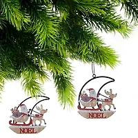 Ensemble De 2 Ornements En Métal Demi-Lune Et Père Noël