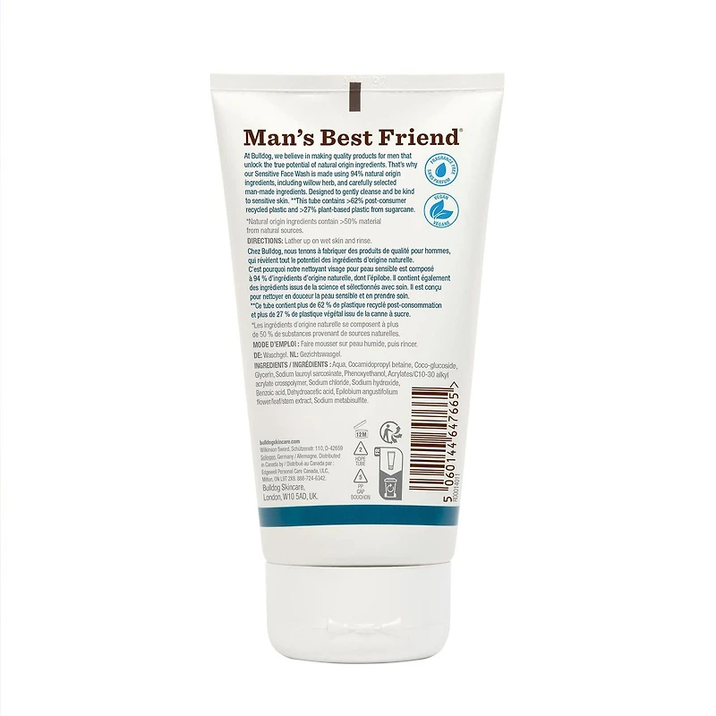 Nettoyant pour le visage en formule pour peau sensible de marque Bulldog