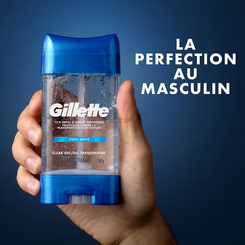 Antisudorifique et désodorisant Gillette pour hommes, gel transparent, Vague fraîche 108 g