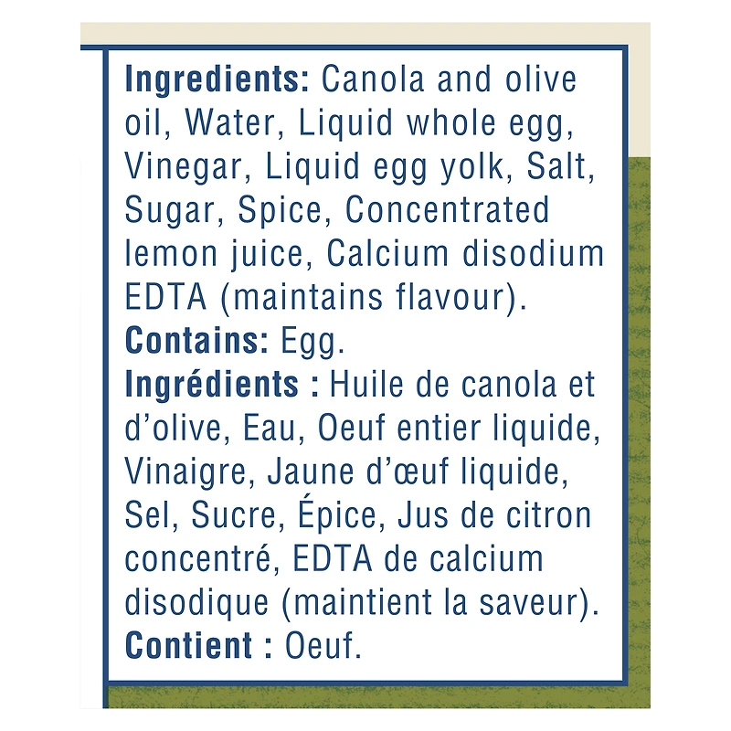 Hellmann’s Olive Oil Mayonnaise, Ideal for Fries, Burgers and Salads, Made with Canadian Free‑Run Eggs and Canola Oil, 890 ml Jar