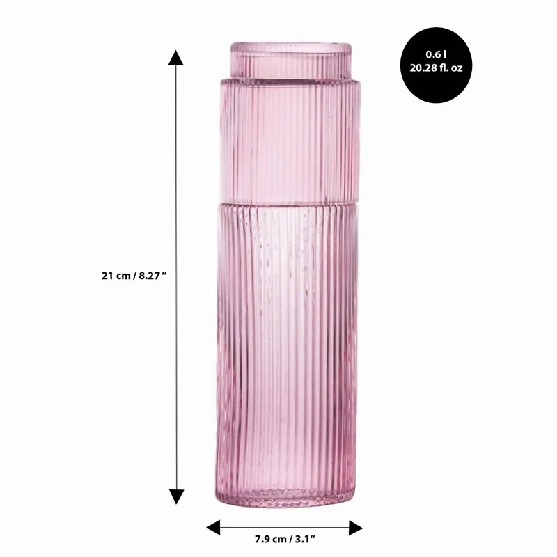 Brilliant - Ensemble Carafe de Chevet et Gobelet Striped - Rose