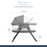 Baby Delight Slumber Deluxe Portable Rocking Bassinet, Charcoal Tweed