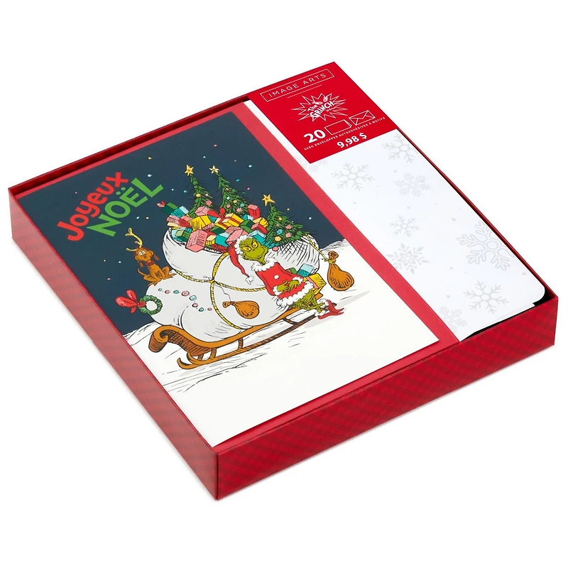 Boîte de cartes de Noël en français – Image Arts (Le Grinch  – Comment le Grinch a volé Noël ! de Dr. Seuss) 20 cartes