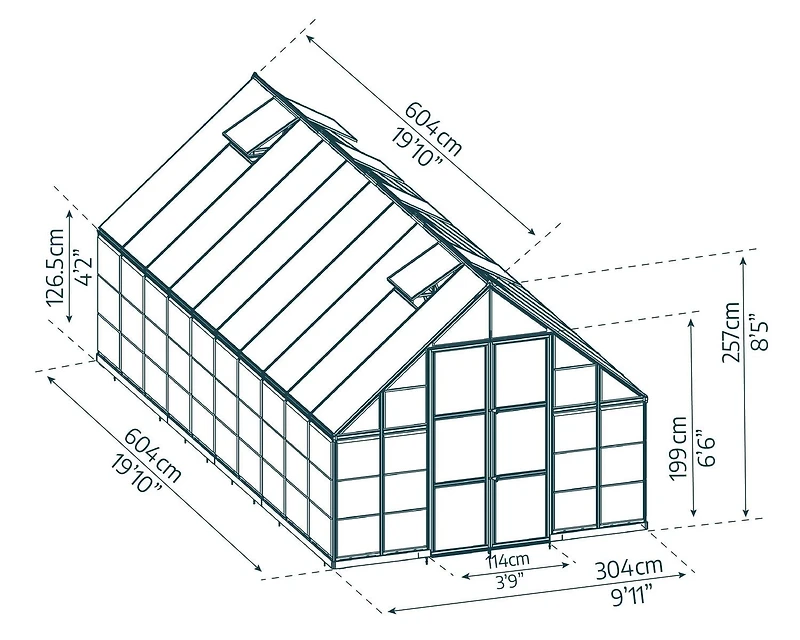 CANOPIA par PALRAM Balance 10 pi x 20 pi Ensemble de serre - Argent