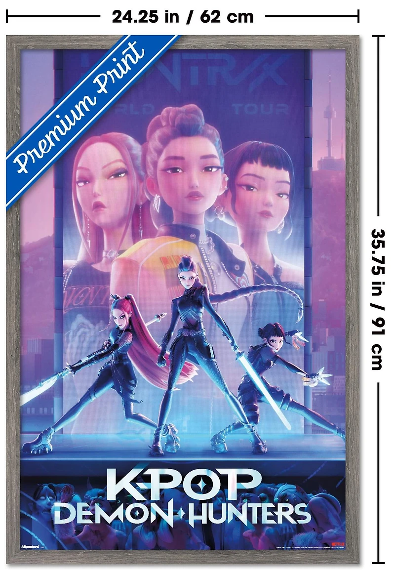 Netflix KPop Demon Hunters (2025) - One Sheet Wall Poster, 22.375" x 34" Framed