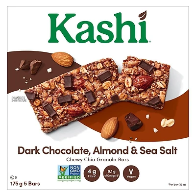 Kashi Chia Granola Bars, Dark Chocolate Almond & Sea Salt, 175g, 5 bars, 175g, 5 bars