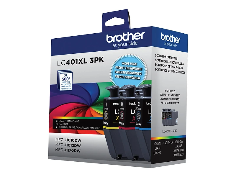 LC401XL3PKS Brother 3-Pack Colour Ink Cartridges