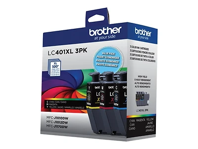 LC401XL3PKS Brother 3-Pack Colour Ink Cartridges