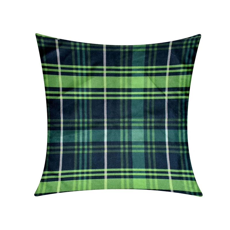 Holiday Forest Cabin Green Plaid Cushion