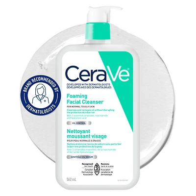 CeraVe Foaming Facial Cleanser, Gel Face Wash with Ceramides and Niacinamide for Normal to Oily Skin, 562mL
