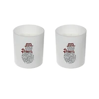 7Oz Matte White Jar Scented Candle (Snowman) (Myrrh & Tonka) - Set of 2