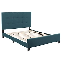 CorLiving Ellery Fabric Upholstered Adult Queen Bed Frame with Slats and Tufted Headboard - No Box Spring Required