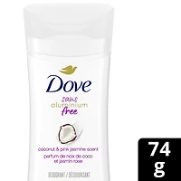 Dove Aluminum Free Déodorant for Soft Underarms, for Soft Underarms, Coconut & Pink Jasmine Scent, 74g