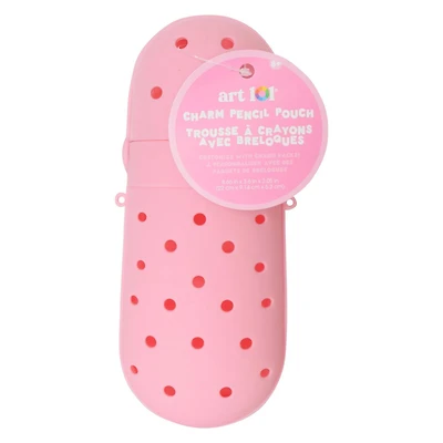 Art 101 Charm Pencil Pouch, Soft Pink, Pink charm pencil pouch