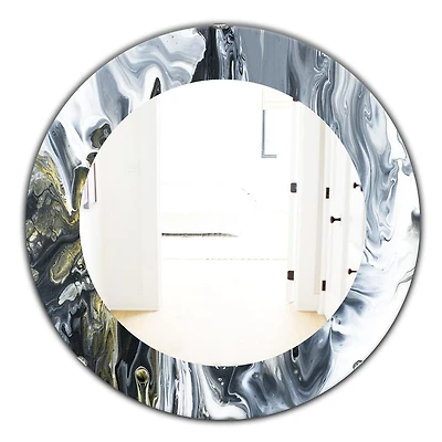 Designart 'Marbled Geode 13' Mid-Century Modern Mirror - Oval or Round Bathroom Mirror - 32x32