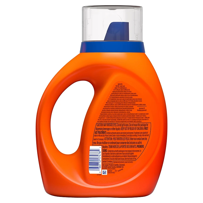 Détergent à lessive liquide Tide Ultra Eau froide, parfum Original, détergent à lessive liquide formulé pour l’eau froide, 887 mL, 21 brassées TIDE LQ HE CW OS - FRENCH