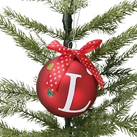 HOLIDAY TIME L RED LETTER GLASS ORNAMENT
