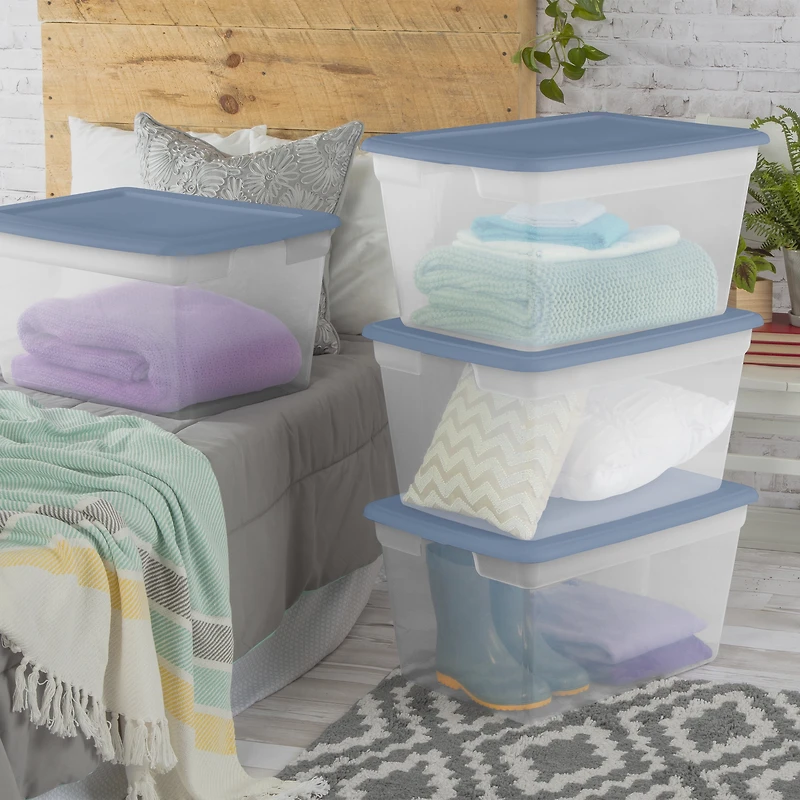 Sterilite 55 Liter Storage Box, Blue