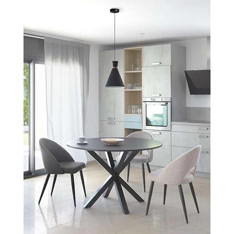 Kave Dining Chair with fabric upholstery and black walnut metal frame SET OF 2