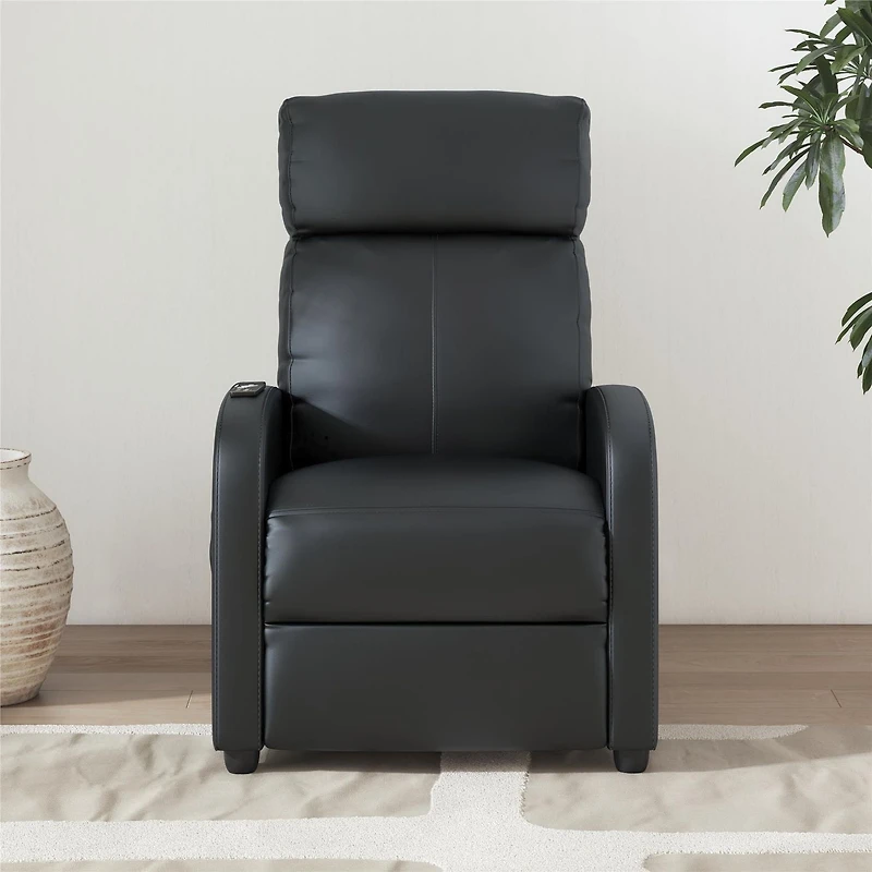 DHP Harrison Pushback Recliner with Massage Backrest, Black Faux Leather
