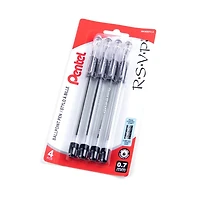 Pentel R.S.V.P. Black Ballpoint Pen 0.7mm, 4 pack