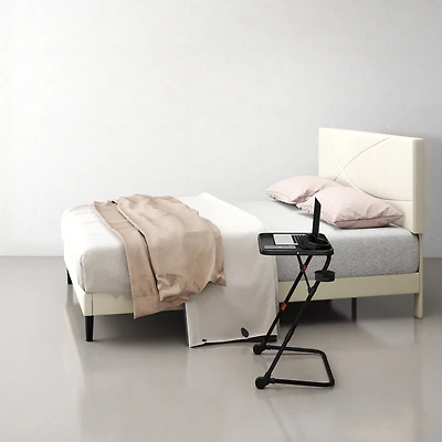 Lit plateforme Queen rembourré Homy Casa avec tablette combinée