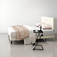 Lit plateforme Queen rembourré Homy Casa avec tablette combinée