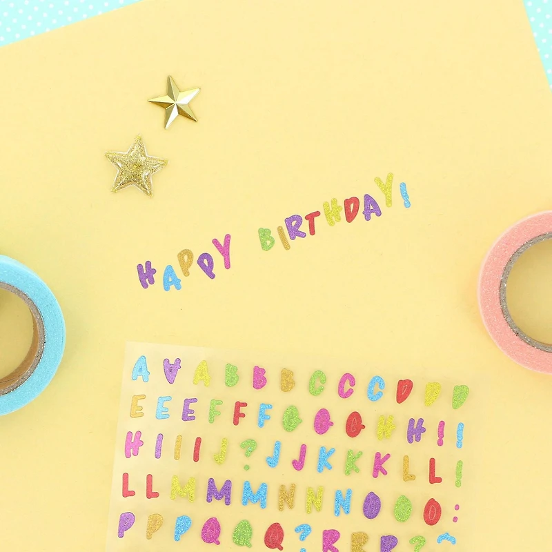 CRAFTY & CO. Alphabet Stickers Black, 518 pcs, 2 Sheets, ALPHA STKR 518PC COL