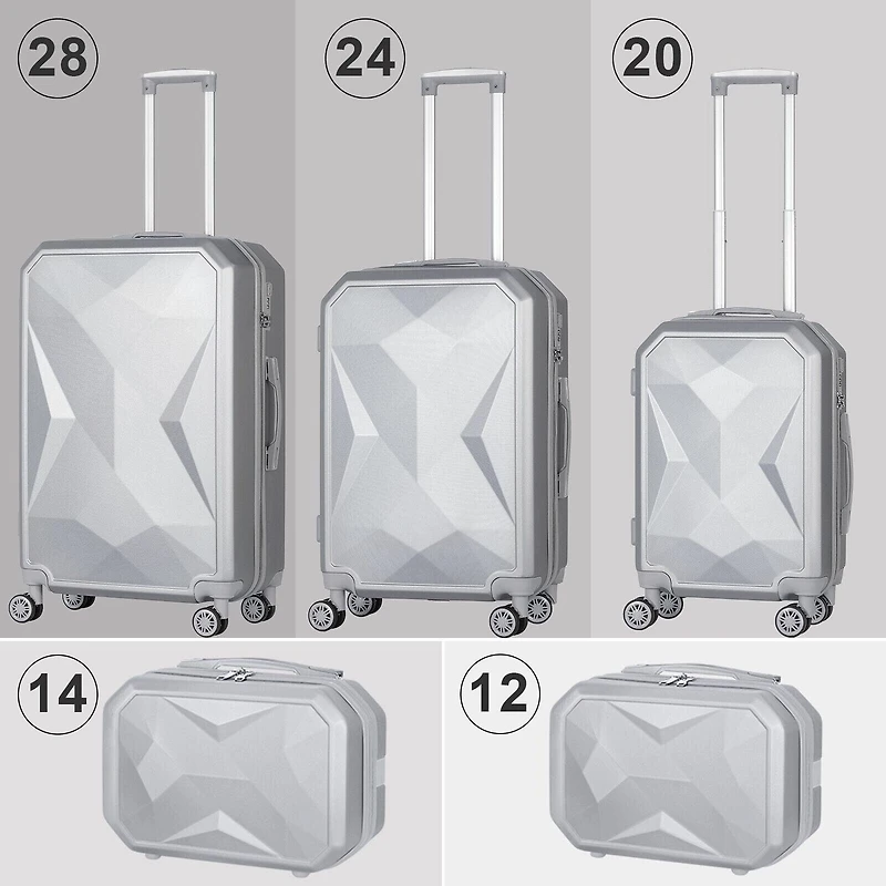 HIKOLAYAE Valise verticale avec roulette à 8 roues, 5 pièces - Conforme à la TSA