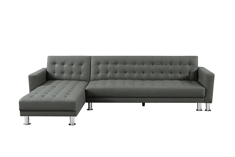 Velago ATTALENS Sectional Faux Leather Sleeper Sofa, Grey