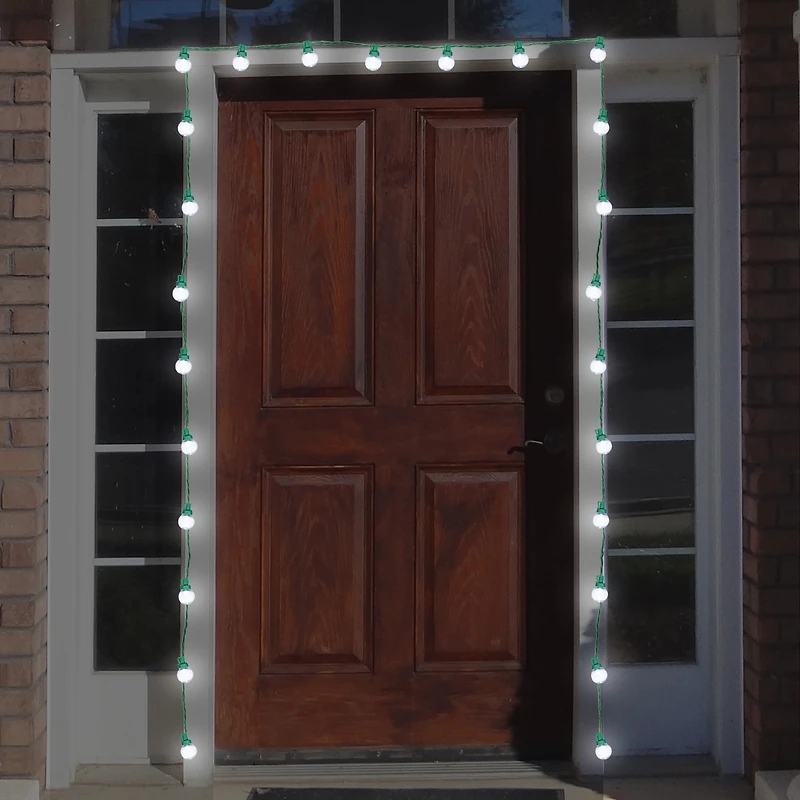 Holiday Time 100-Count Cool White LED Super Bright G30 Christmas Lights, with Green Wire, 56.2', 8"(20.3 cm) bulb spacing