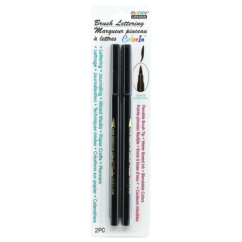 MARVY UCHIDA® BRUSH LETTERING 2 PACK BLACK, Brush Marker