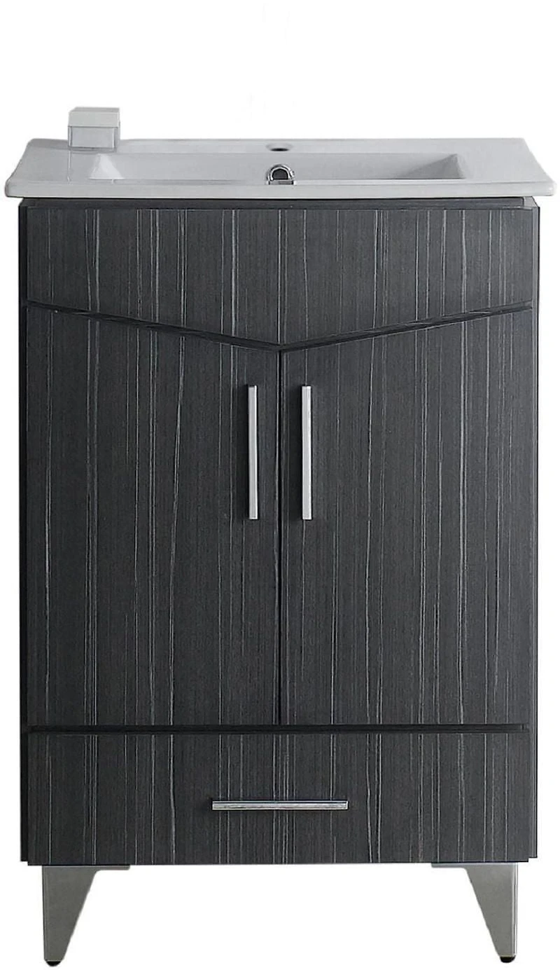 American Imaginations 36-in. W Wall Mount Dawn Grey Vanity Set For 1 Hole Drilling Bianca Carara Top White UM Sink AI-18138