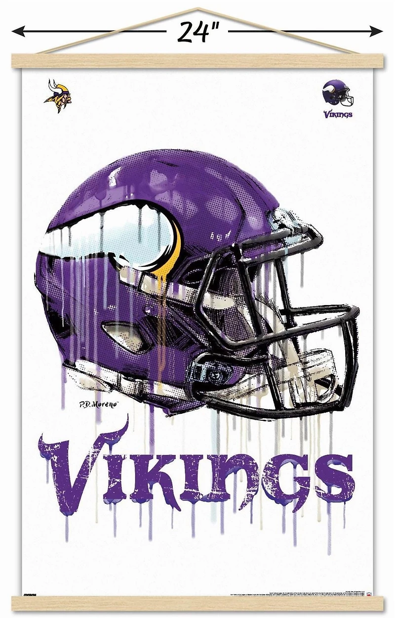 NFL Minnesota Vikings - Drip Helmet 20 Wall Poster, 22.375" x 34" Framed